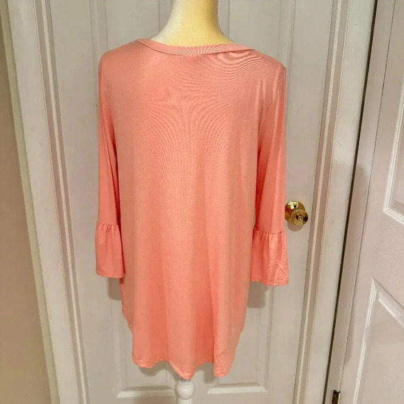 PinkBlush Pink Bell Sleeve Tie Front Top - Picture 3 of 7